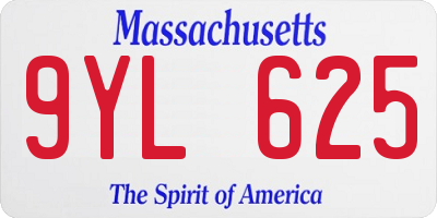 MA license plate 9YL625