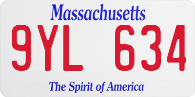 MA license plate 9YL634