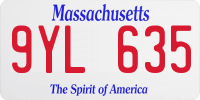 MA license plate 9YL635