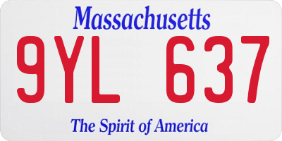 MA license plate 9YL637
