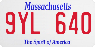 MA license plate 9YL640