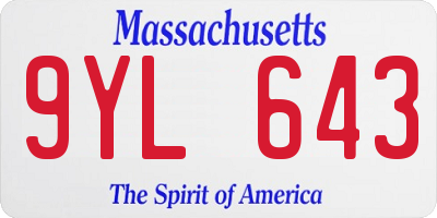 MA license plate 9YL643