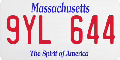 MA license plate 9YL644