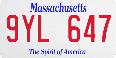 MA license plate 9YL647