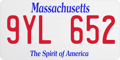 MA license plate 9YL652