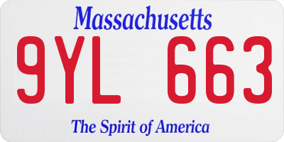 MA license plate 9YL663