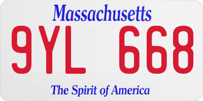 MA license plate 9YL668