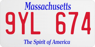 MA license plate 9YL674