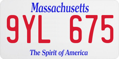 MA license plate 9YL675