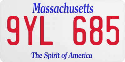 MA license plate 9YL685