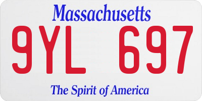 MA license plate 9YL697