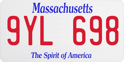 MA license plate 9YL698