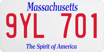 MA license plate 9YL701