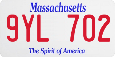 MA license plate 9YL702