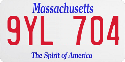 MA license plate 9YL704