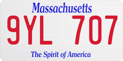 MA license plate 9YL707