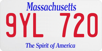 MA license plate 9YL720