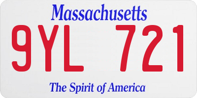 MA license plate 9YL721