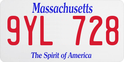 MA license plate 9YL728