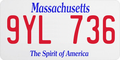 MA license plate 9YL736