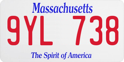 MA license plate 9YL738