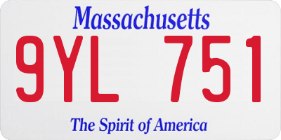MA license plate 9YL751