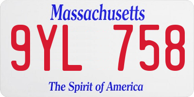 MA license plate 9YL758