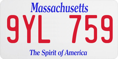 MA license plate 9YL759