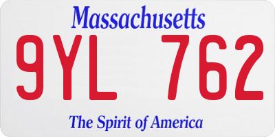 MA license plate 9YL762