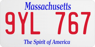MA license plate 9YL767