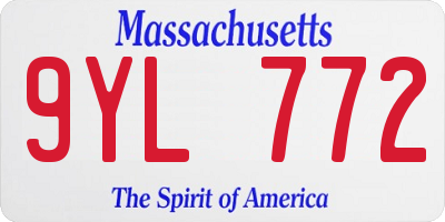 MA license plate 9YL772