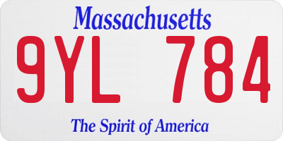 MA license plate 9YL784