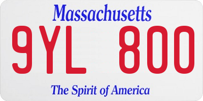 MA license plate 9YL800