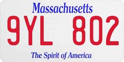 MA license plate 9YL802
