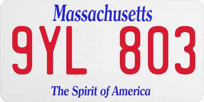 MA license plate 9YL803
