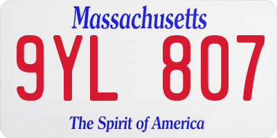 MA license plate 9YL807