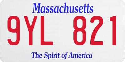 MA license plate 9YL821
