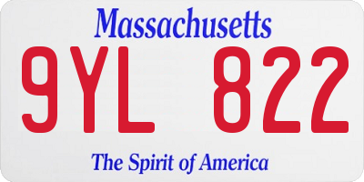 MA license plate 9YL822