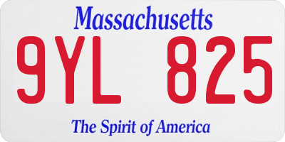 MA license plate 9YL825