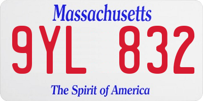 MA license plate 9YL832