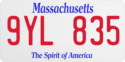 MA license plate 9YL835