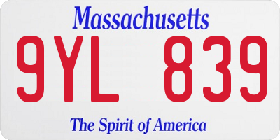 MA license plate 9YL839