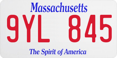 MA license plate 9YL845