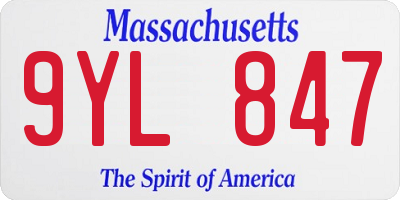 MA license plate 9YL847