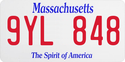 MA license plate 9YL848