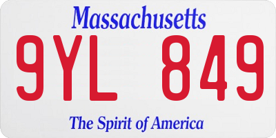 MA license plate 9YL849
