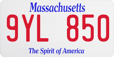 MA license plate 9YL850