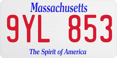 MA license plate 9YL853