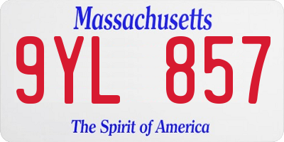 MA license plate 9YL857