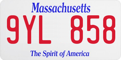 MA license plate 9YL858